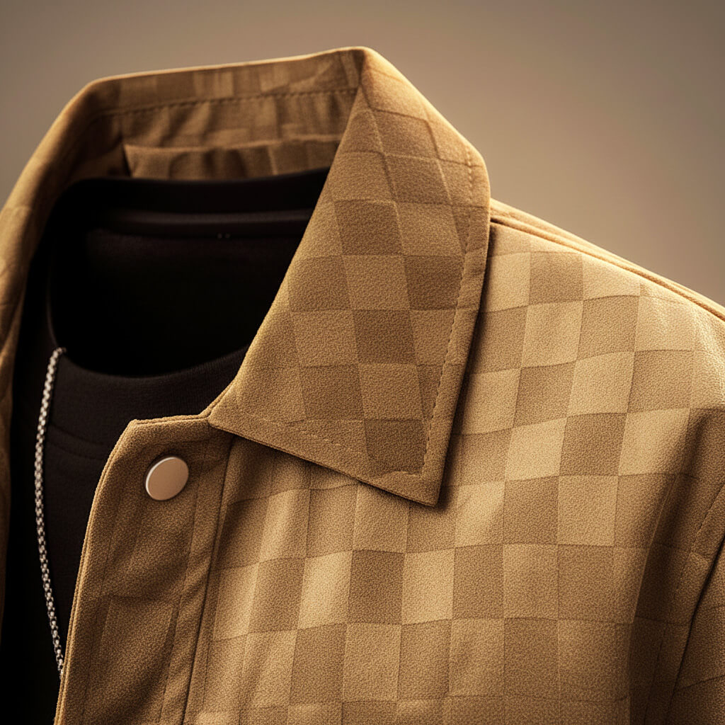 Tucker | Stylish Checkered Suede Button-Up Jacket