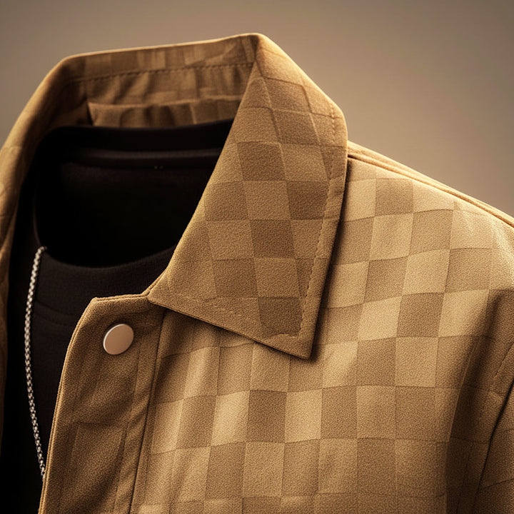 Tucker | Stylish Checkered Suede Button-Up Jacket