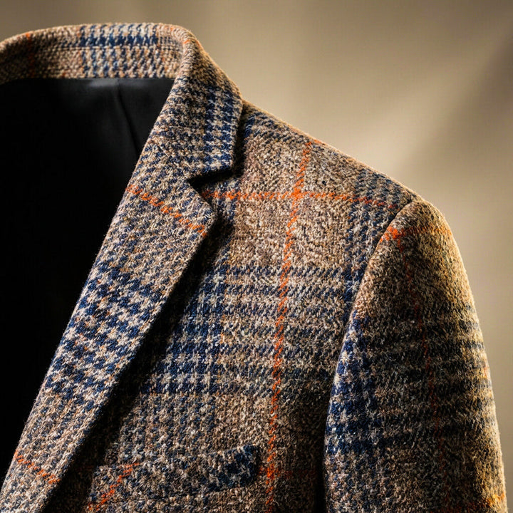 Marcus | Elegant Houndstooth Wool Blazer With Notch Lapels