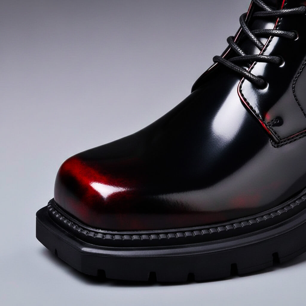Elyse | Elegant Patent Leather Combat Boots For Men