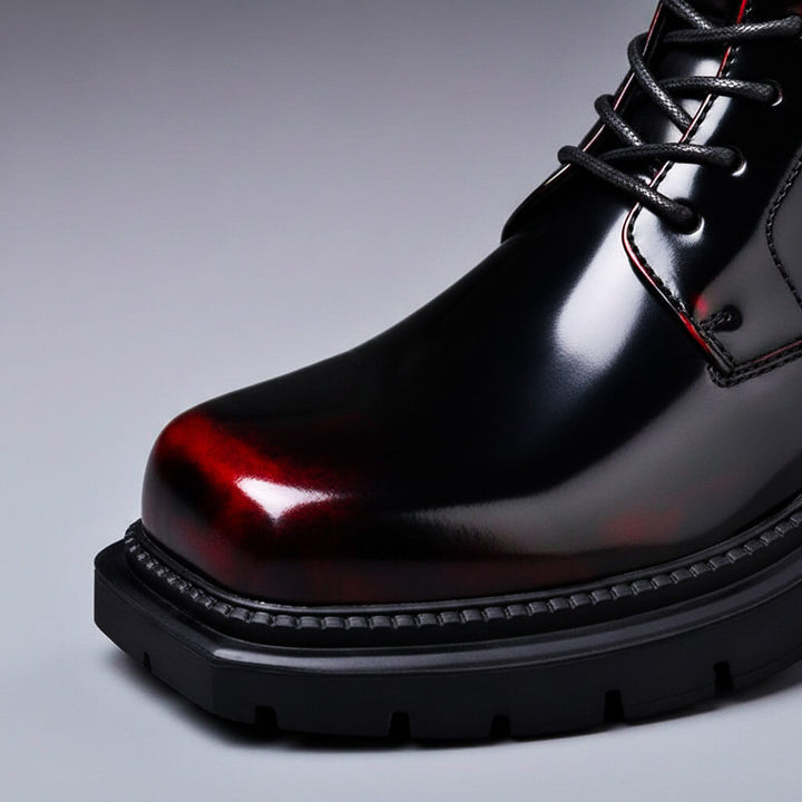 Elyse | Elegant Patent Leather Combat Boots For Men
