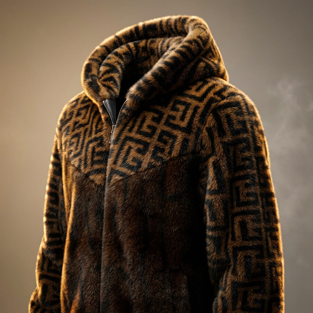 Florence | Luxury Hooded Faux Fur Bomber Jacket With Zipper