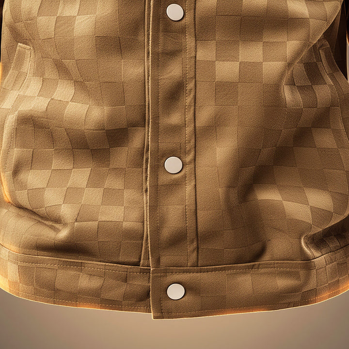 Tucker | Stylish Checkered Suede Button-Up Jacket