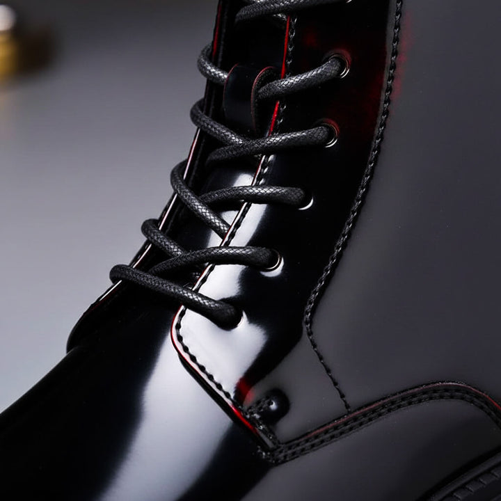 Elyse | Elegant Patent Leather Combat Boots For Men