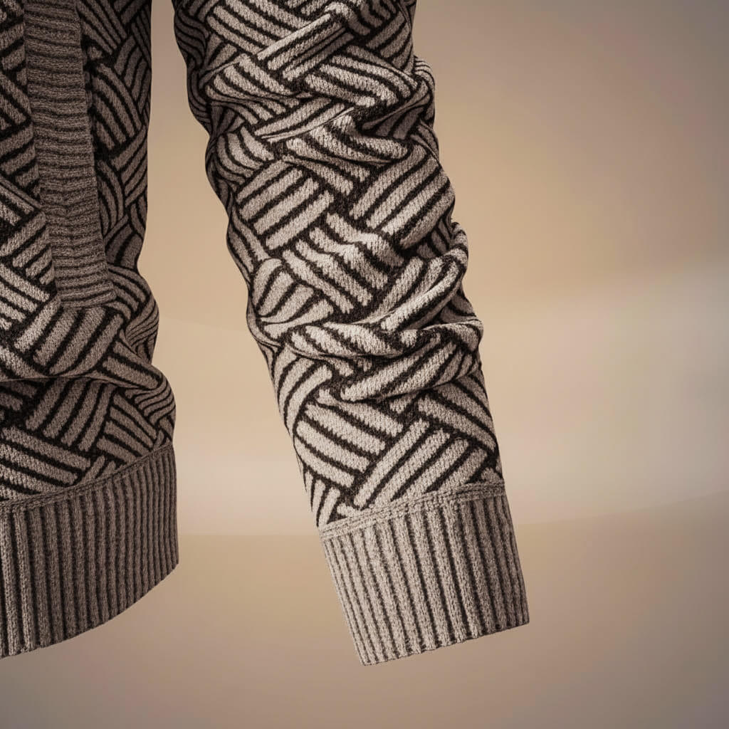 Noah | Stylish Geometric Pattern Zip-Up Cotton Cardigan