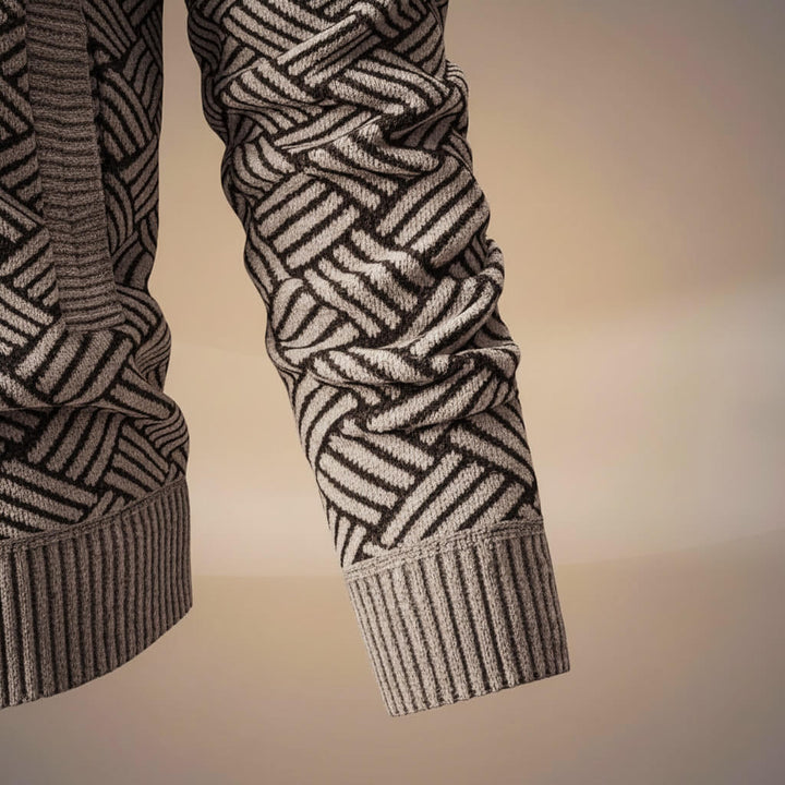Noah | Stylish Geometric Pattern Zip-Up Cotton Cardigan
