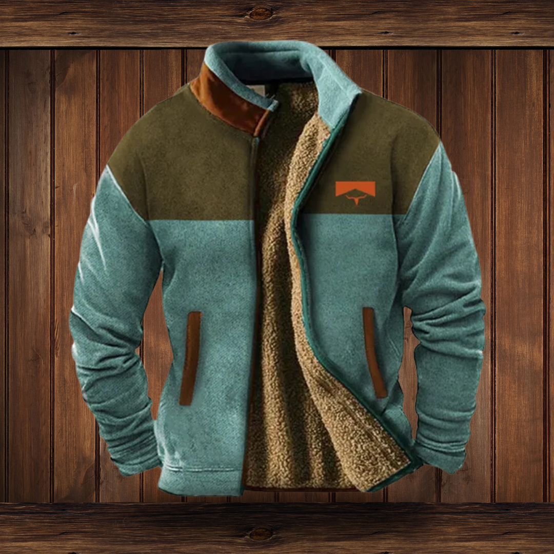 Jaxon | Stylish Southwestern Fleece Jacket With Native Print Sleeves