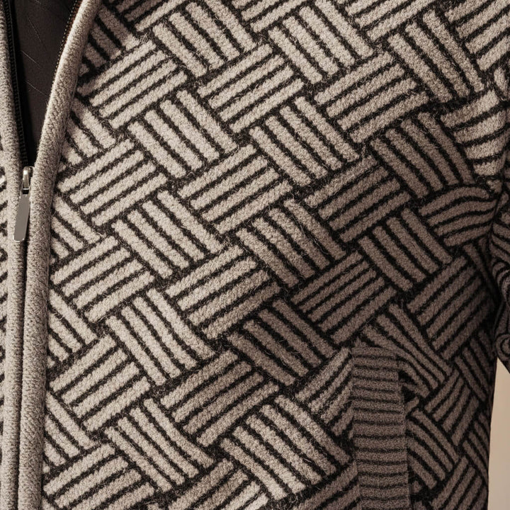 Noah | Stylish Geometric Pattern Zip-Up Cotton Cardigan