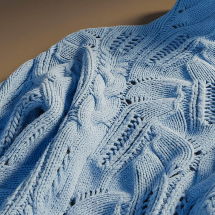 Elara | Elegant Cable Knit Mock Neck Merino Sweater