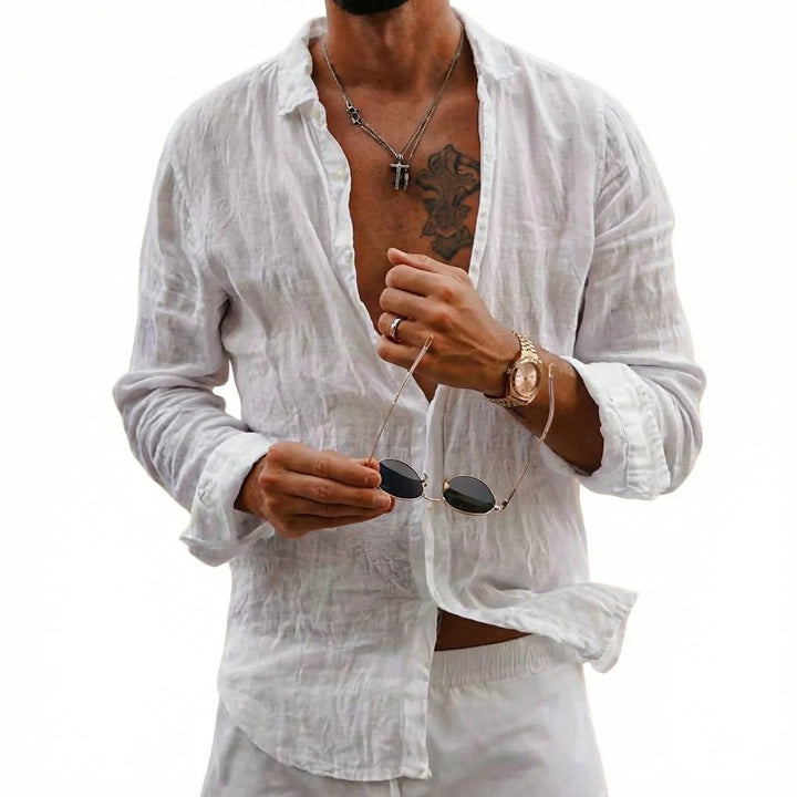 Margot | Elegant White Button-Up Linen Shirt Men's Summer Style