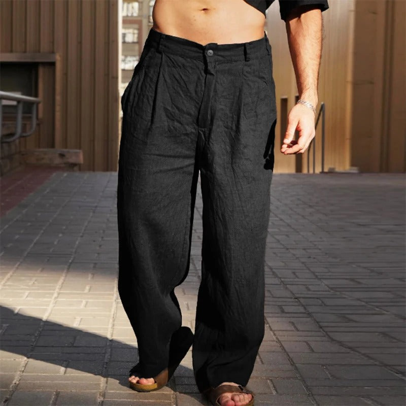 Elyse | Effortless Wide Leg Linen Pants With Pleated Waistband