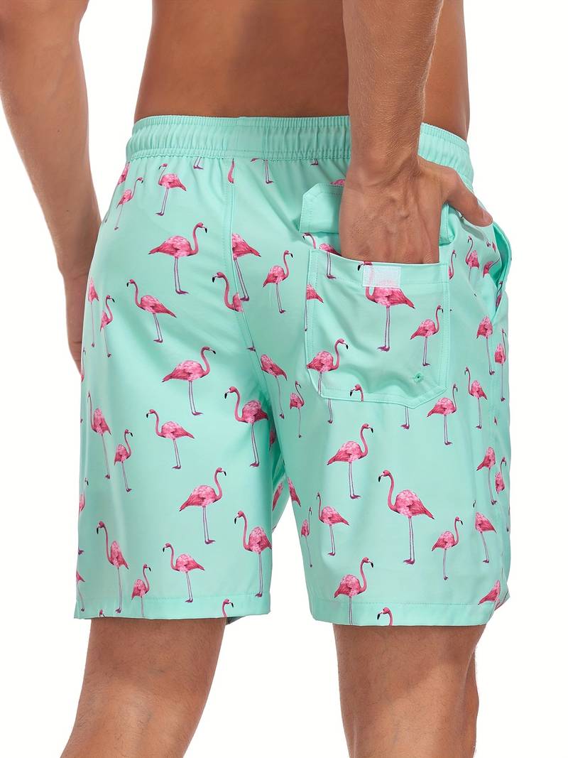 Ariel | Stylish Men's Flamingo Print Beach Swim Shorts
