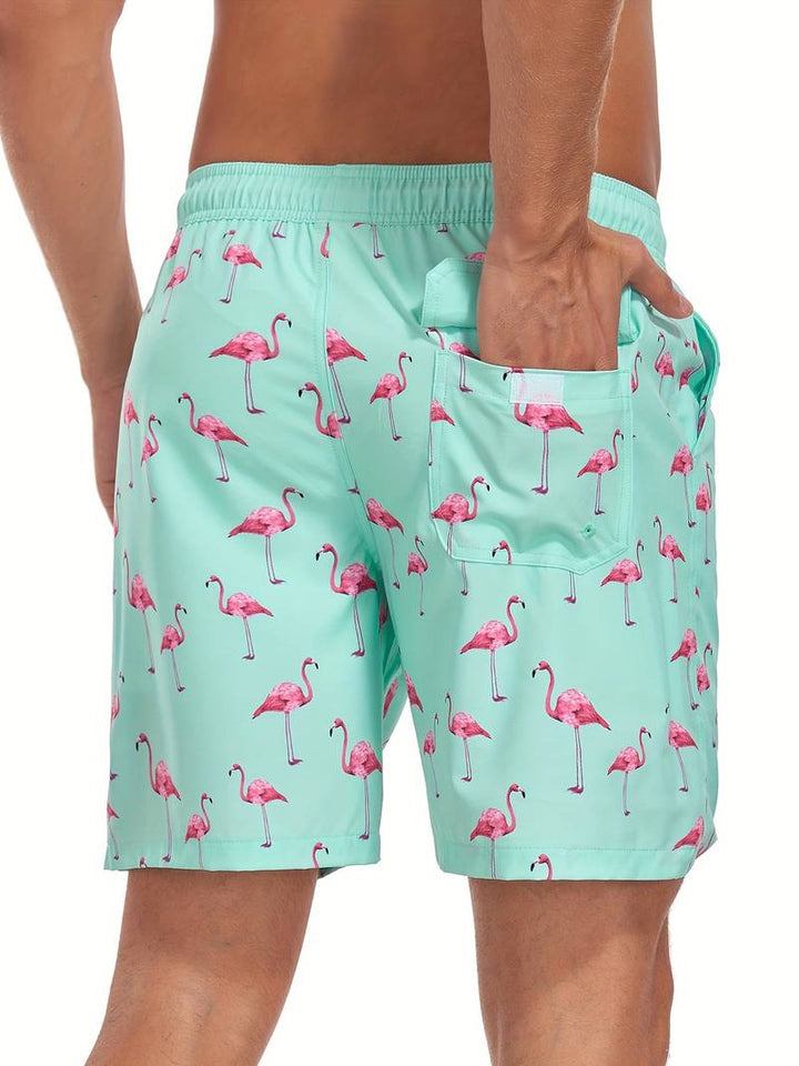 Ariel | Stylish Men's Flamingo Print Beach Swim Shorts