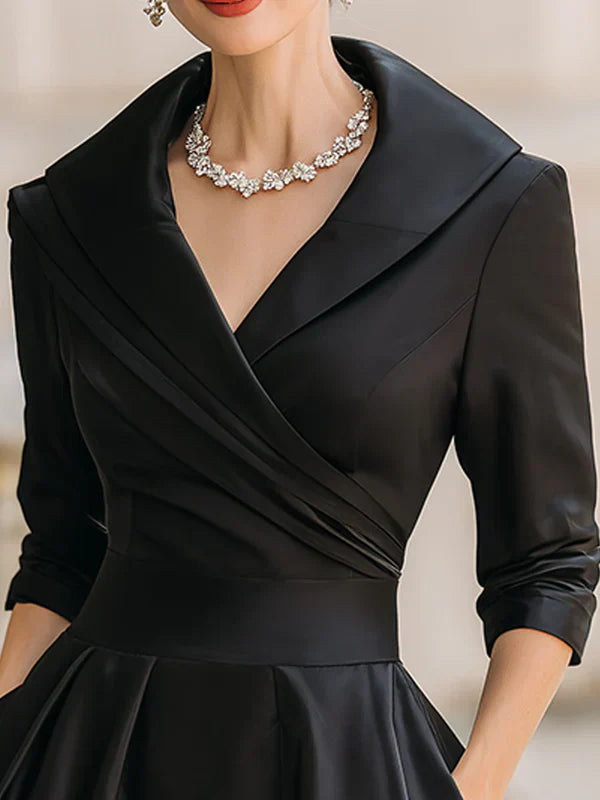 Adelaide | Elegant Wrap V-Neck Midi Dress With A-Line Silhouette