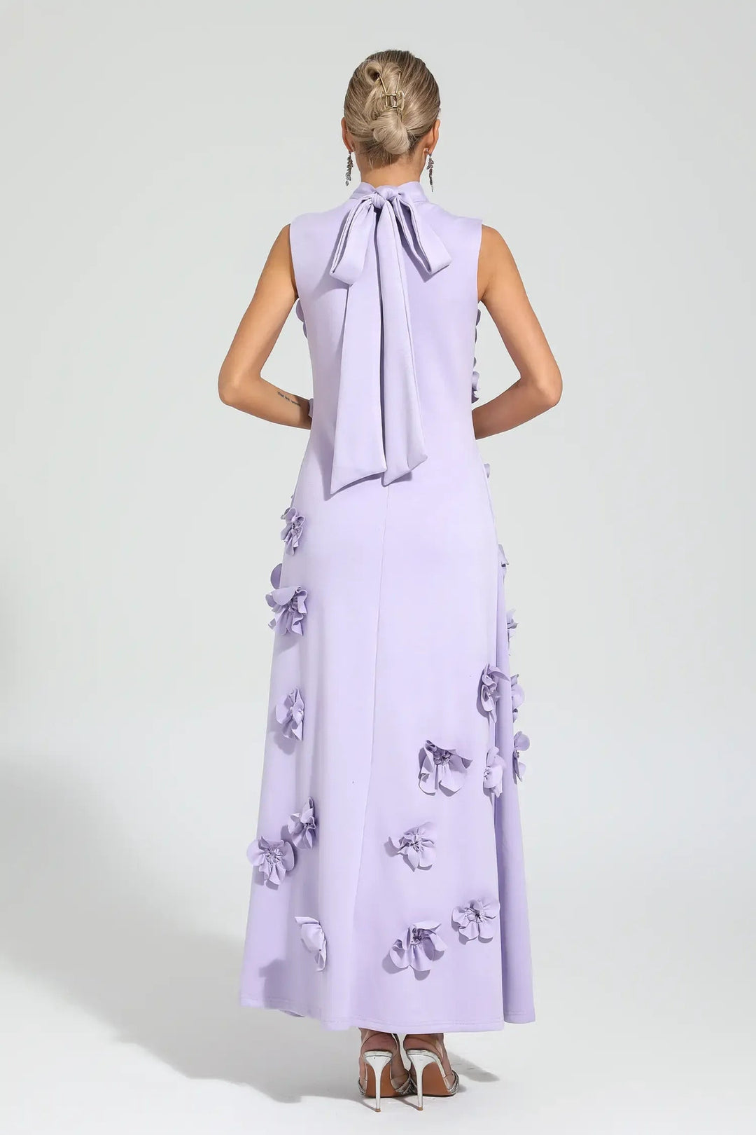 Ethel | Elegant Flower Embellished Sleeveless Maxi Dress