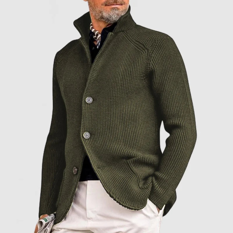 Eddie | Stylish Button-Up Ribbed Knit Cardigan For Men