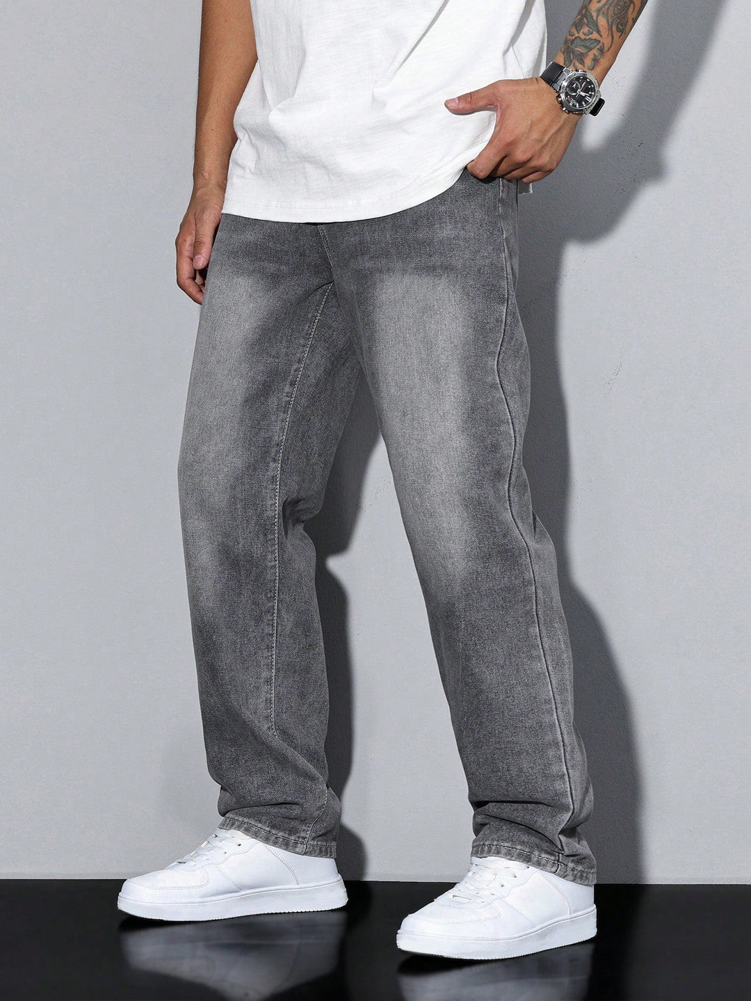 Atlas | Stylish Men's Straight Leg Grey Washed Denim Jeans