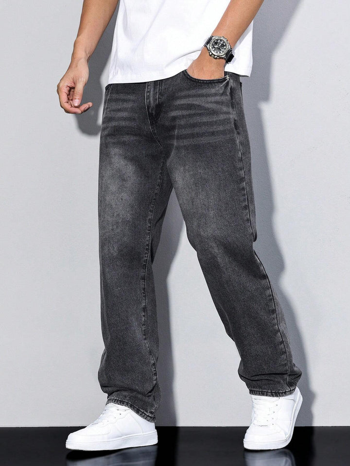 Atlas | Stylish Men's Straight Leg Grey Washed Denim Jeans