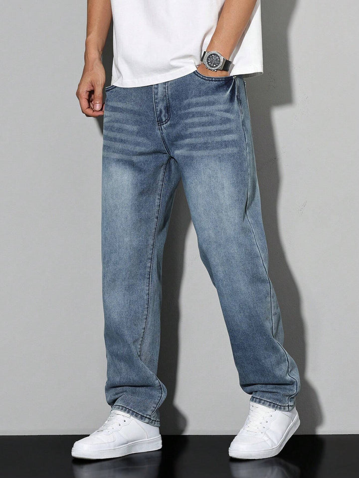 Atlas | Stylish Men's Straight Leg Grey Washed Denim Jeans