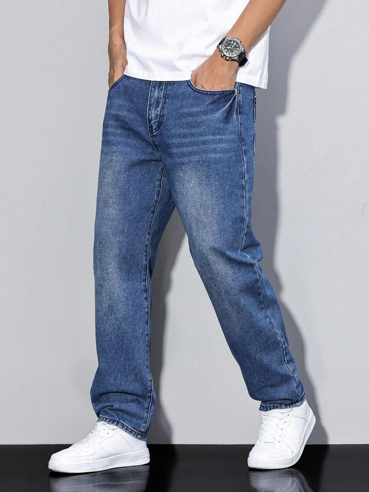 Atlas | Stylish Men's Straight Leg Grey Washed Denim Jeans