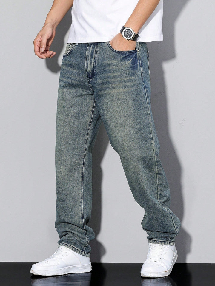 Atlas | Stylish Men's Straight Leg Grey Washed Denim Jeans