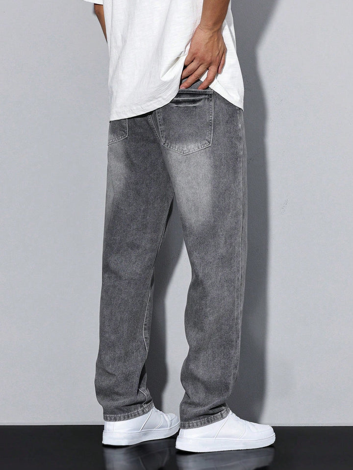Atlas | Stylish Men's Straight Leg Grey Washed Denim Jeans