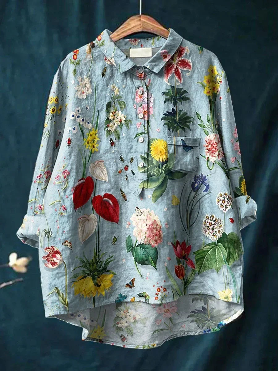 Celeste | Elegant Floral Print Button Down Shirt