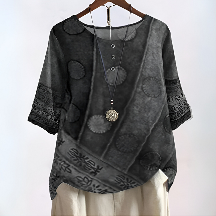 Cordelia | Chic Colorblock Print Blouse With Button Details