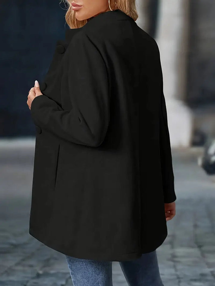 Diana | Elegant Button Front A-Line Coat With Mandarin Collar