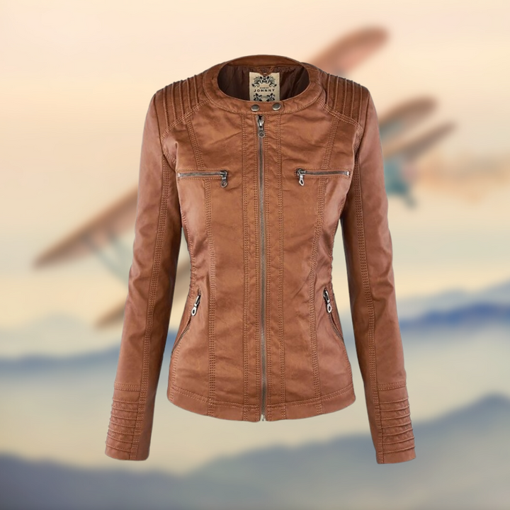 Juliet | Chic Hooded Faux Leather Moto Jacket With Fitted Silhouette