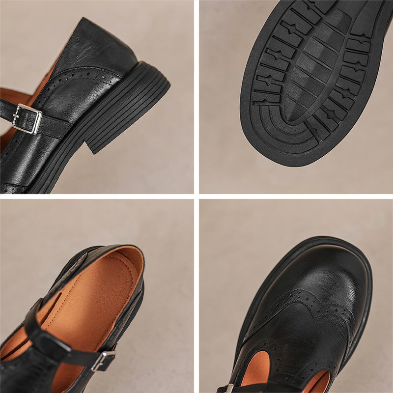Cordelia | Elegant Brown Leather Mary Jane Platform Shoes