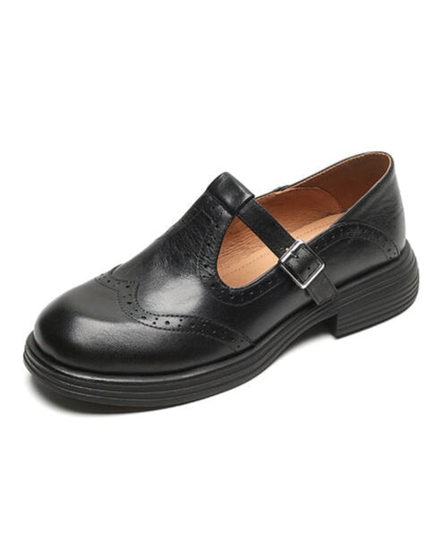 Ava | Elegant Brown Leather Mary Jane Platform Oxford Shoes