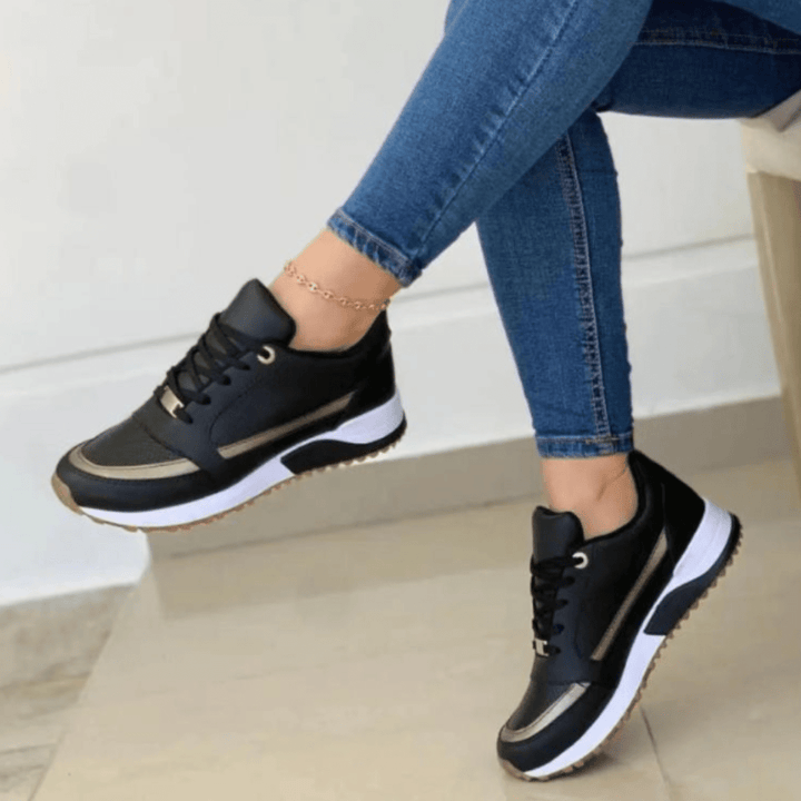 Margot | Chic Black Platform Lace-Up Sneakers