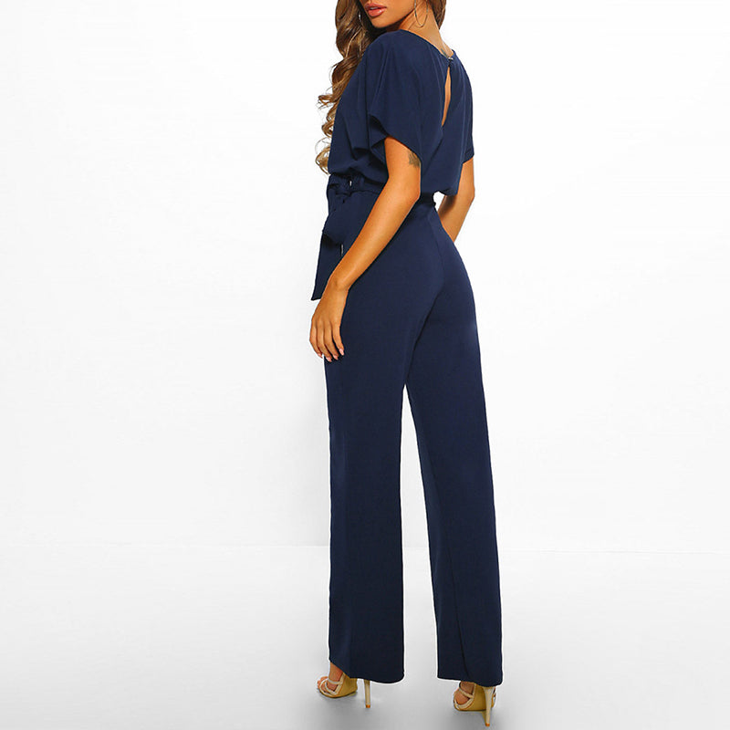 Florence | Chic Belted Wide Leg Two Piece Set With Short Sleeves