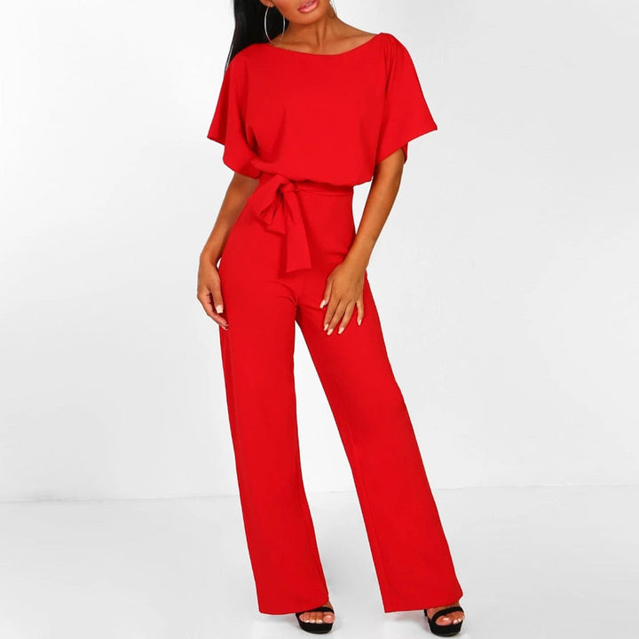 Florence | Chic Belted Wide Leg Two Piece Set With Short Sleeves