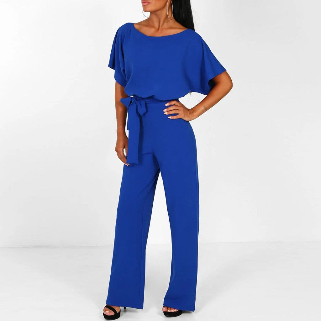 Florence | Chic Belted Wide Leg Two Piece Set With Short Sleeves