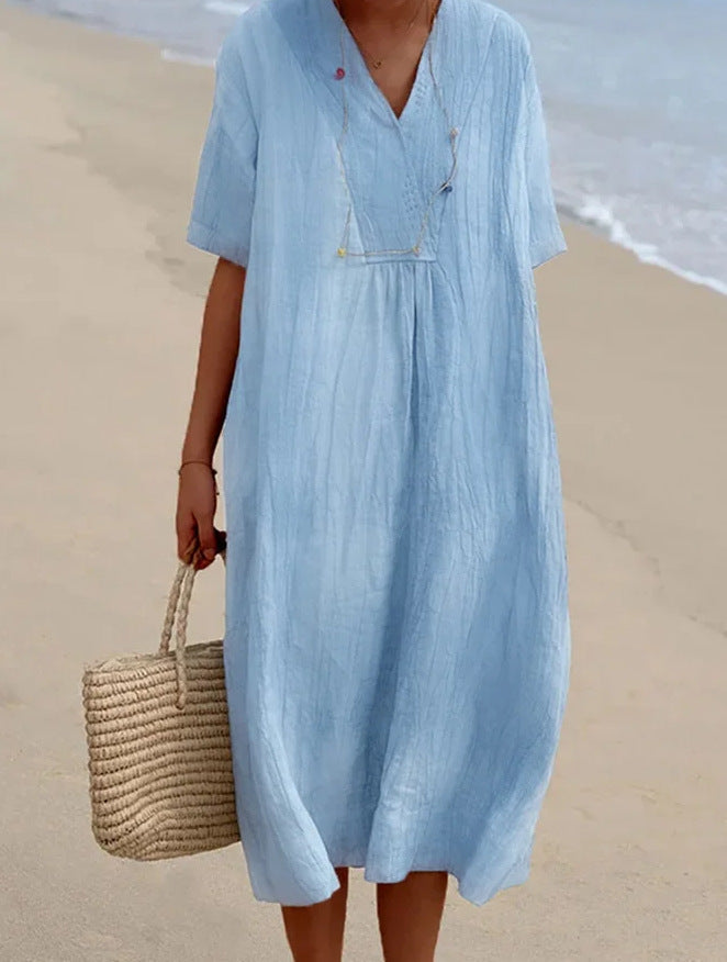 Mia | Elegant V-Neck A-Line Midi Dress