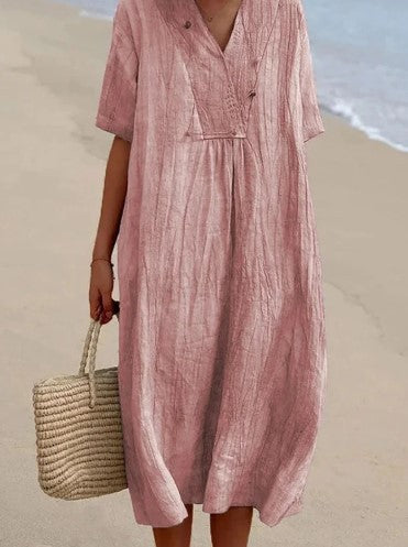 Mia | Elegant V-Neck A-Line Midi Dress
