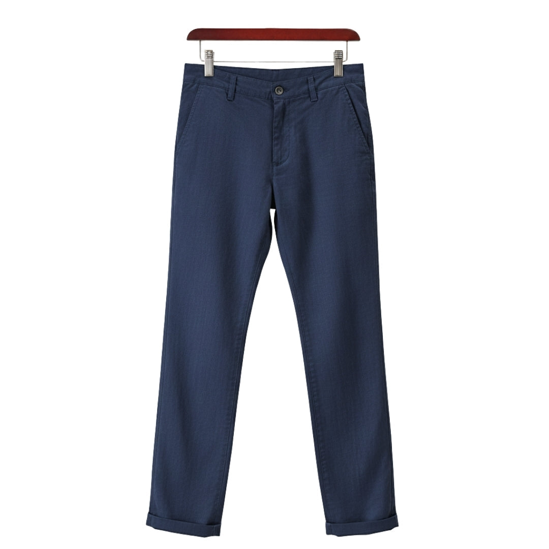 Evander | Premium White Linen Straight Leg Casual Pants Men
