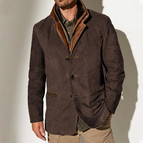 Rosanna | Stylish Men's Suede Blazer With Leather Trim Details