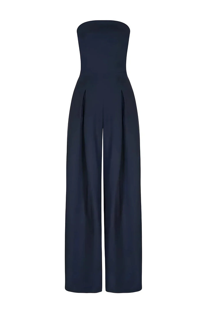 MIKU | Elegant Strapless Wide Leg Jumpsuit With Palazzo Silhouette