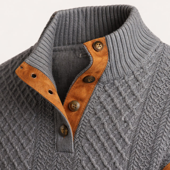 Kingston | Stylish Cable Knit Quarter-Button Cashmere Sweater