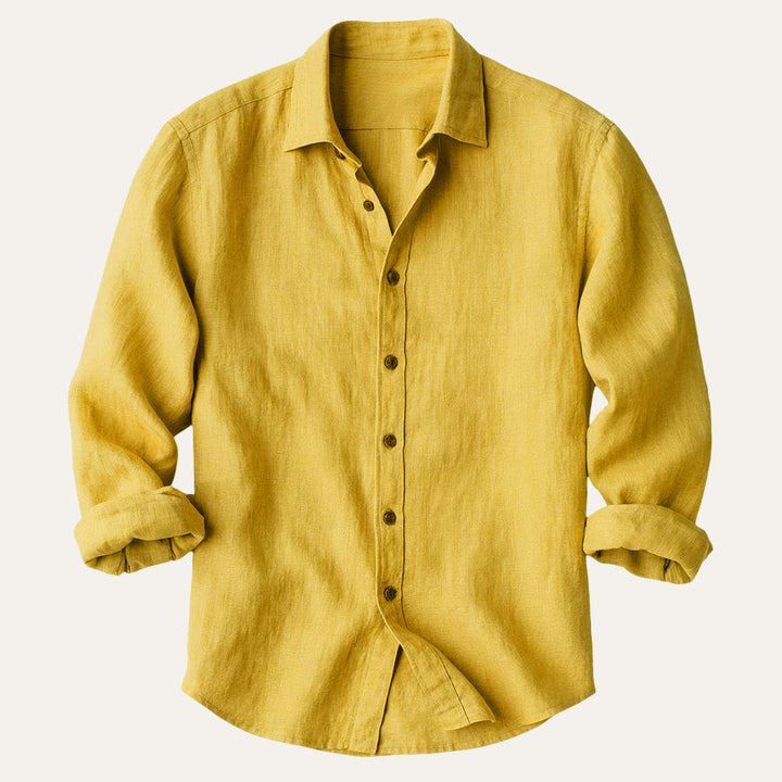 Phoebe | Elegant Long Sleeve Linen Button-Up Shirt For Men