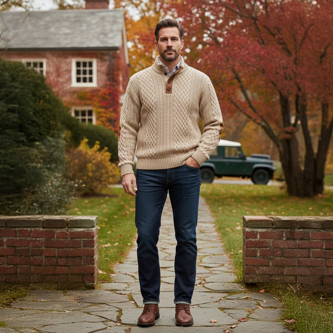 Serena | Elegant Quarter-Zip Cable-Knit Cashmere Sweater