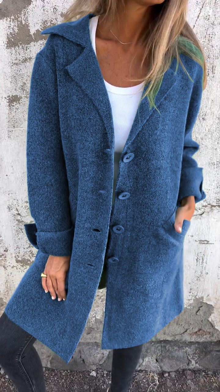 Marlowe | Chic Oversized Button Front Coat With Lapel Collar