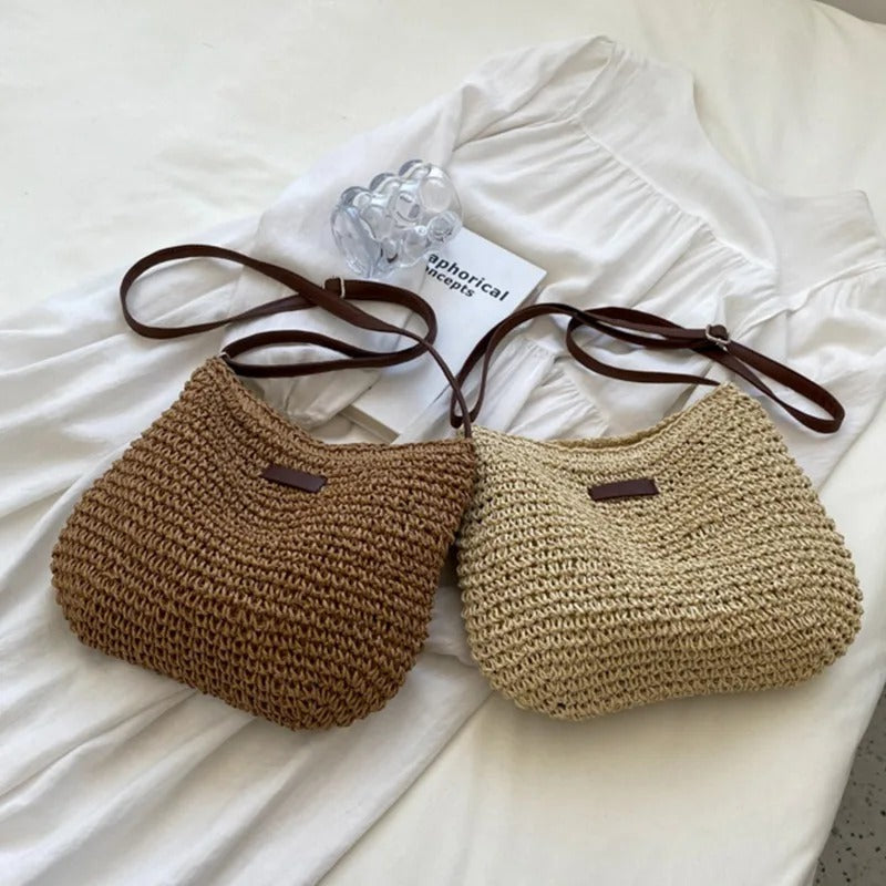 Willa | Elegant Woven Straw Crossbody Bag