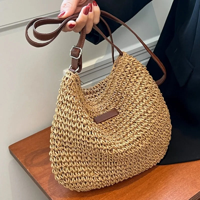 Willa | Elegant Woven Straw Crossbody Bag