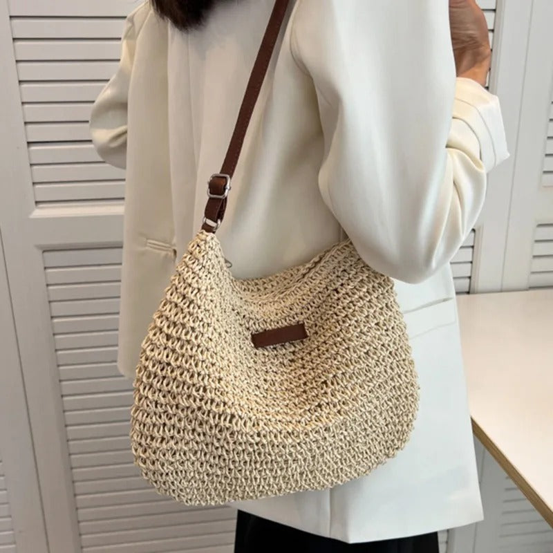 Willa | Elegant Woven Straw Crossbody Bag