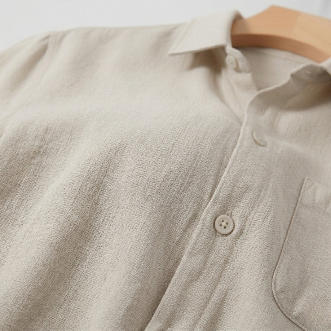 Helsinki | Elegant Short Sleeve Linen Button Up Shirt Men