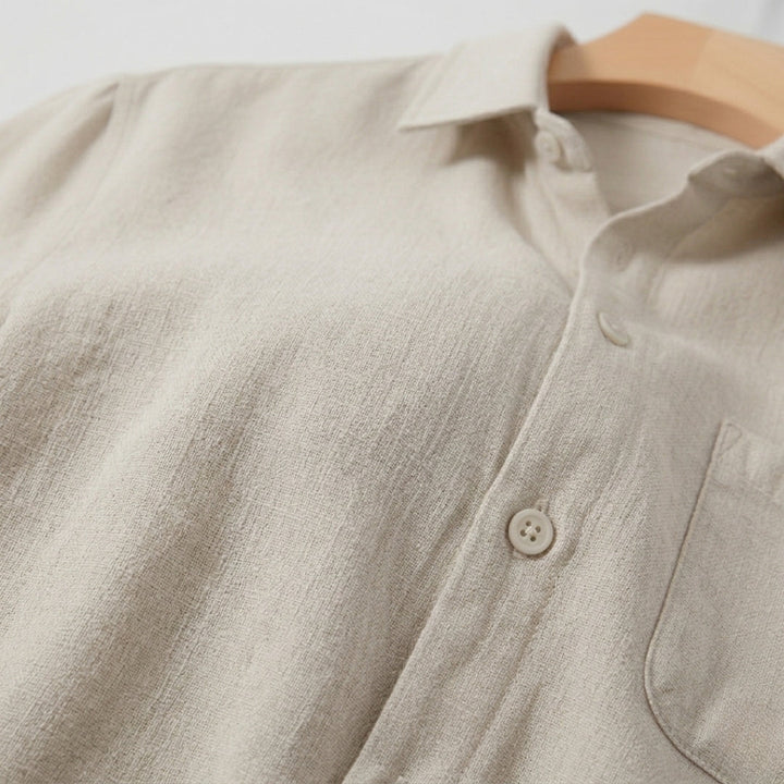 Helsinki | Elegant Short Sleeve Linen Button Up Shirt Men